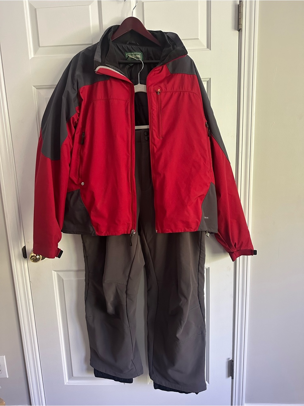 L.L. Bean Red and Gray Snowsuit Ski Snowboard (Jacket & Pants)